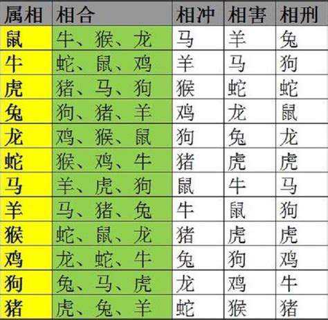 生肖相生|属相相生相克表